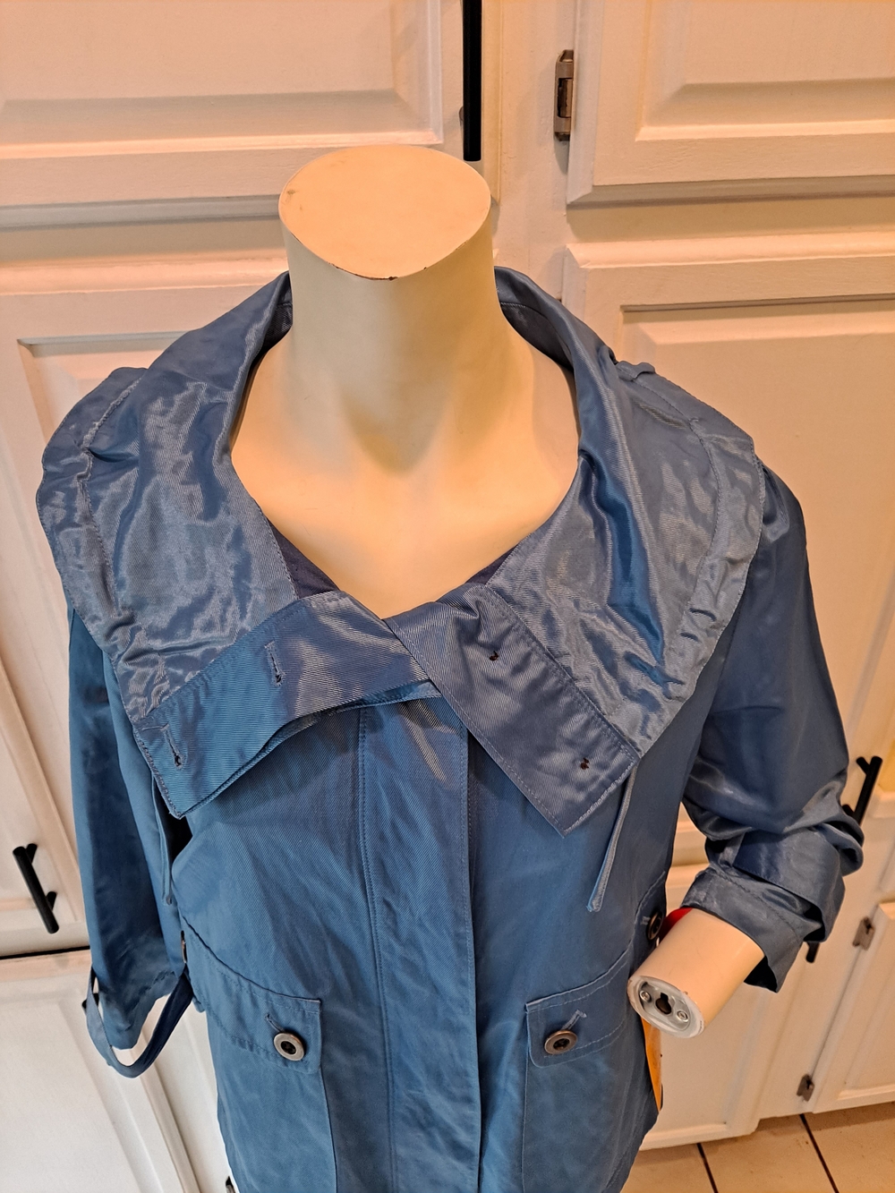 Ruby Rd. Azure Blue Utility Jacket Wide Versatile Drawstring Collar Buttonup NWT - Picture 2 of 11